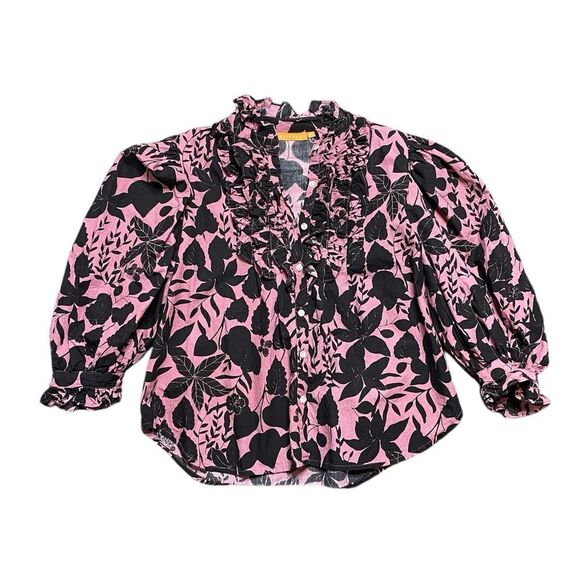 OLIPHANT Ruffle Front Blouse Dusty Rose Size XS - Picture 2 of 10